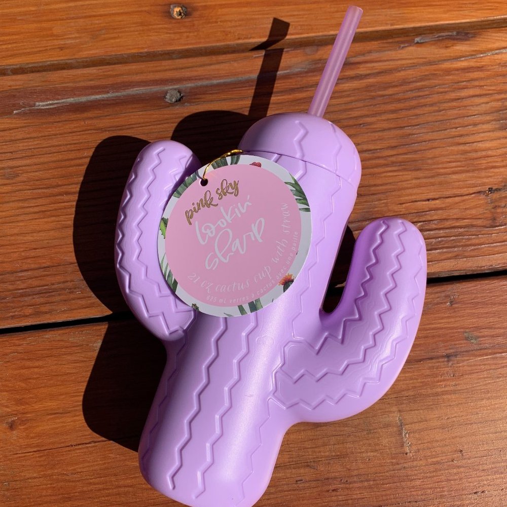 NEW Pink Sky Purple Cactus Sipper Cup